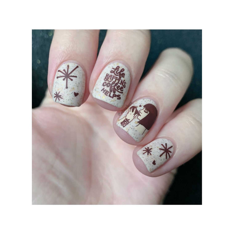 UberChic Beauty Better With Coffee Stamping Plate Dark Gray