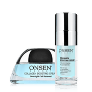 Onsen Secret Collagen Boosting Duo Skin Care Sets Black 50ml Cream + 30ml Serum