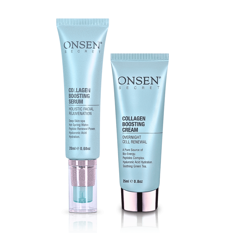 Onsen Secret Collagen Boosting Duo Skin Care Sets Black 25ml Cream + 20ml Serum