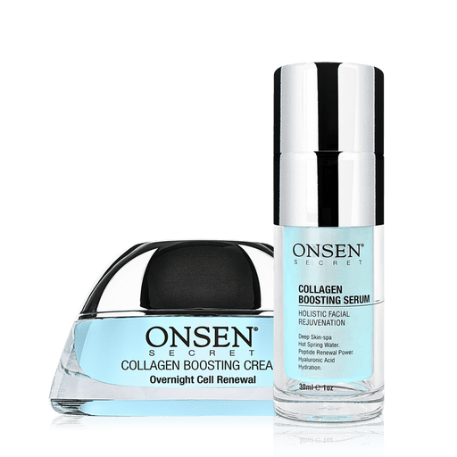 Onsen Secret Collagen Boosting Duo Skin Care Sets Black 50ml Cream + 30ml Serum
