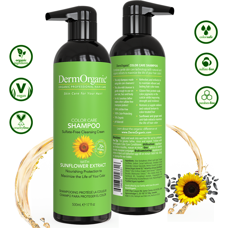 DermOrganic Official Shop Color Care Shampoo Shampoo Yellow Green 16.9 fl oz (500ml),2 Pack of 500ml / 16.9 fl oz with pumps