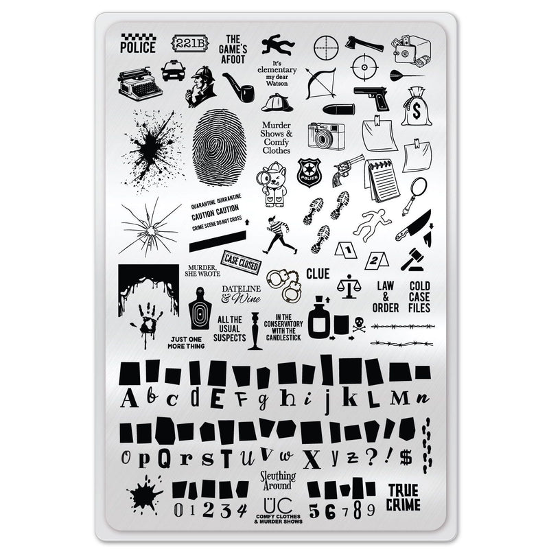 UberChic Beauty Comfy Clothes and Murder Shows Stamping Plate Light Gray