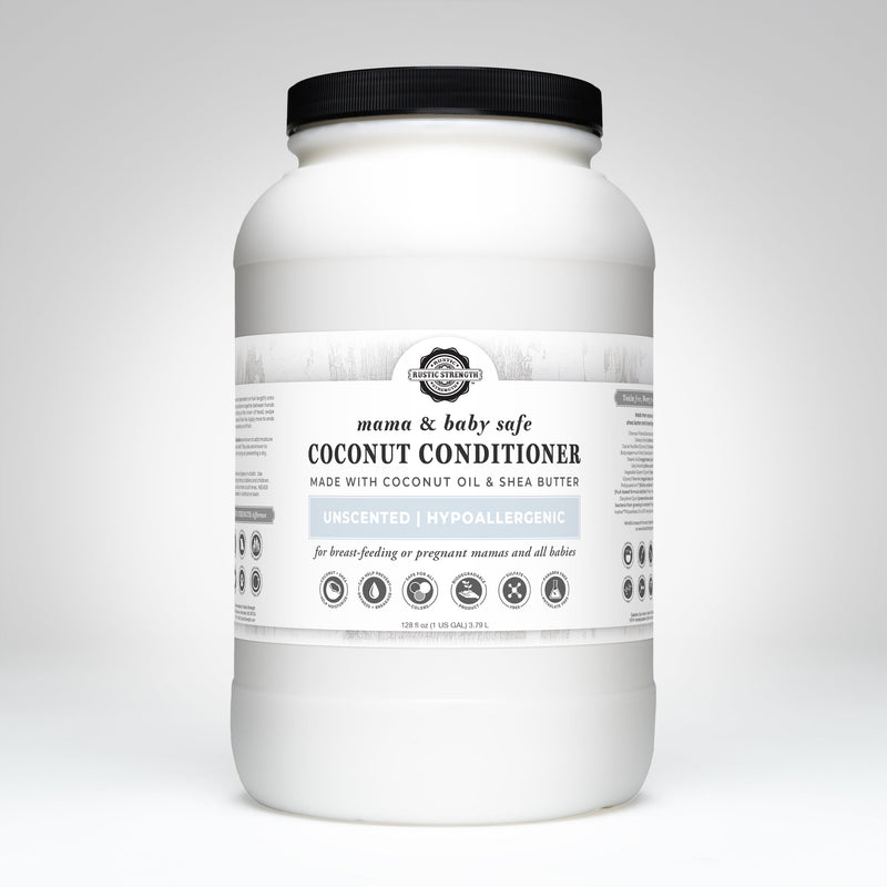 Rustic Strength Coconut Conditioner | Mama + Baby Safe Conditioner White Smoke Gallon Jar Plastic