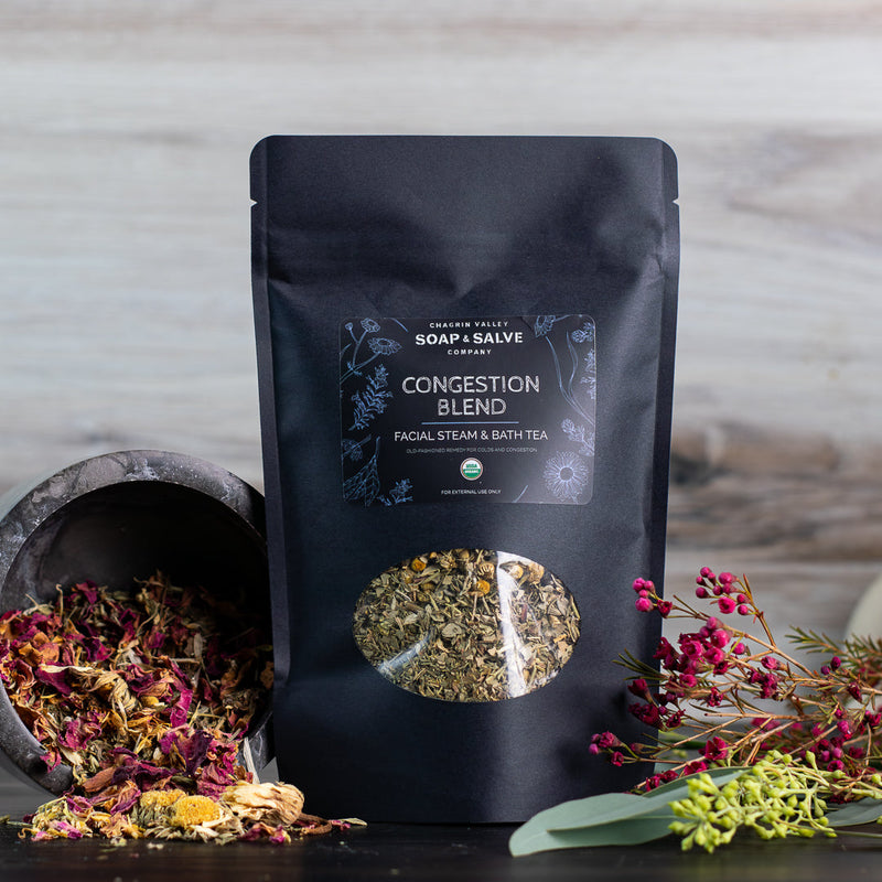Chagrin Valley Soap & Salve Tea: Congestion Relief Blend Bath & Facial Steam Bath Tea Gray 1 Bag