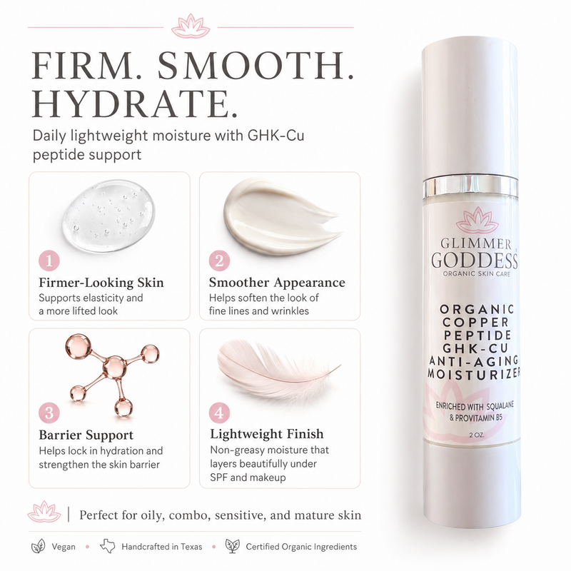 Glimmer Goddess® Organic Skin Care Organic Copper Peptide Moisturizer – Firming & Smoothing Moisturizers White Smoke
