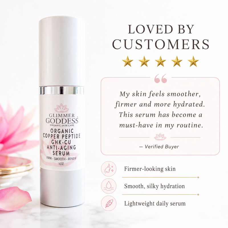 Glimmer Goddess® Organic Skin Care Organic Copper Peptide Serum – Firming & Smoothing Serums White Smoke Lightly scented with essential oils,Unscented