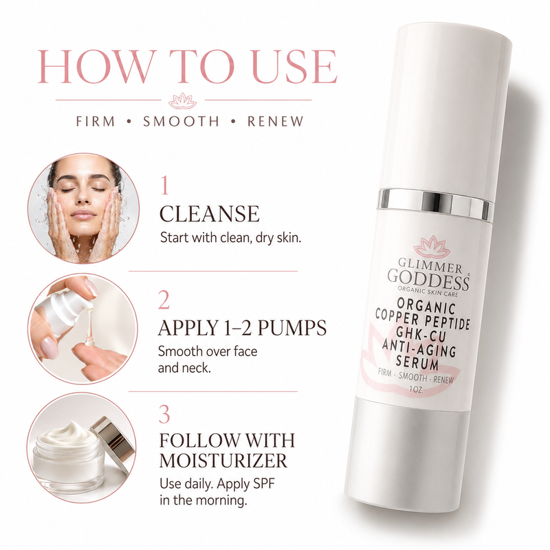 Glimmer Goddess® Organic Skin Care Organic Copper Peptide Serum – Firming & Smoothing Serums White Smoke Lightly scented with essential oils,Unscented