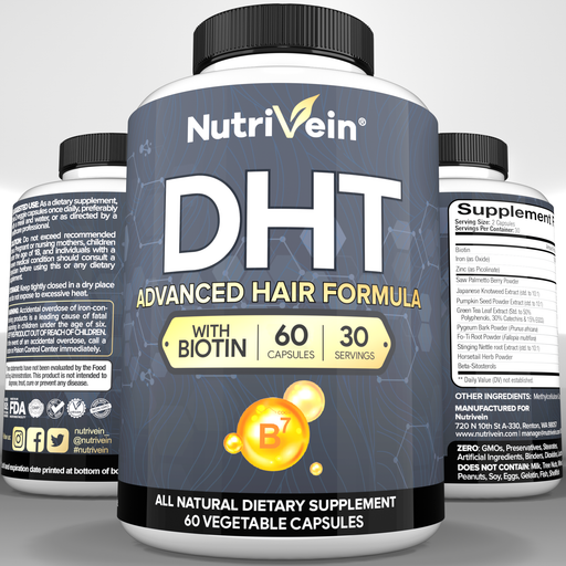 Nutrivein Nutrivein Premium DHT Blocker for Men & Women - with Biotin - 30 Day Supply (60 Caps) 1E-GQI9-P9FV Lavender