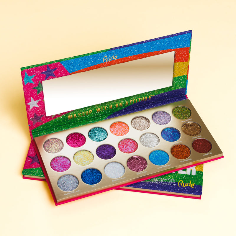 Rude Cosmetics United Shades of Glitter -  21 Pressed Glitter Eyeshadow Palette Eyeshadow Palette Seashell United Shades of Glitter