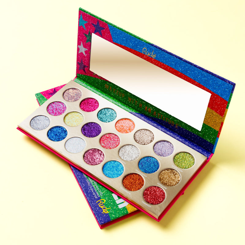 Rude Cosmetics United Shades of Glitter -  21 Pressed Glitter Eyeshadow Palette Eyeshadow Palette Seashell United Shades of Glitter