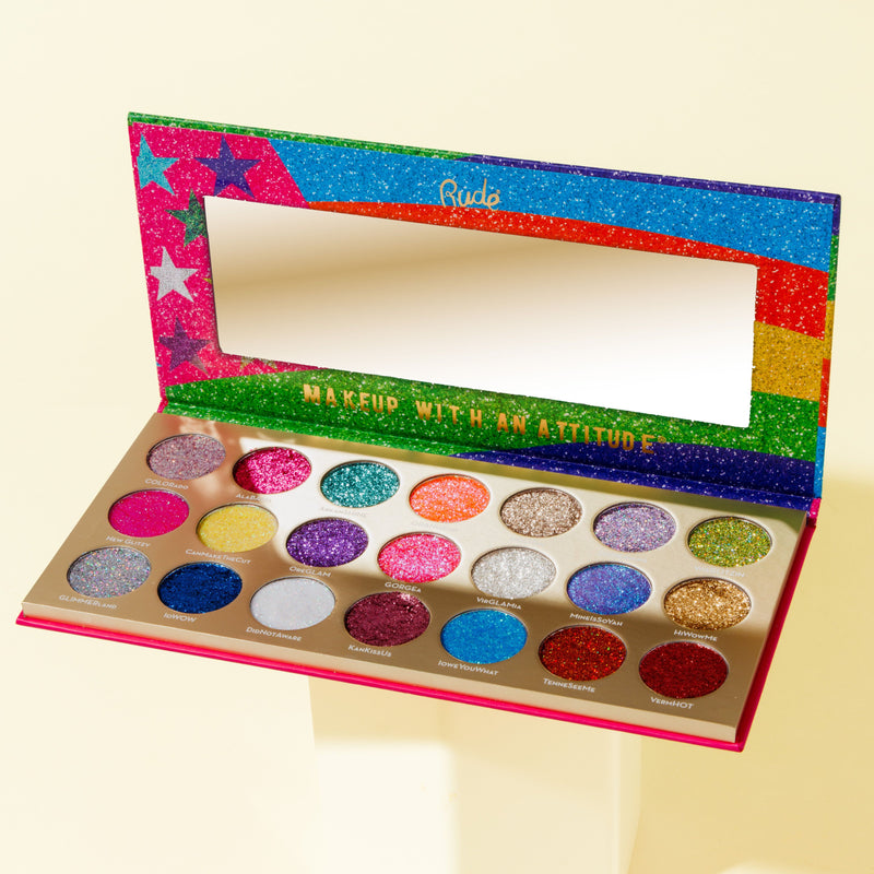 Rude Cosmetics United Shades of Glitter -  21 Pressed Glitter Eyeshadow Palette Eyeshadow Palette Seashell United Shades of Glitter