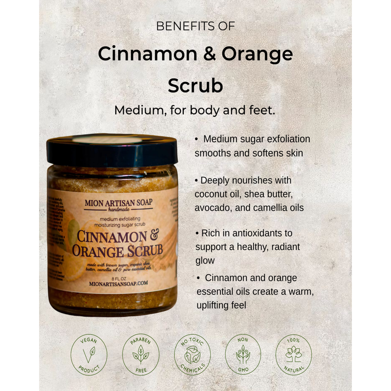 MION Artisan Soap Co. Cinnamon and Orange Sugar Scrub | Medium Light Gray
