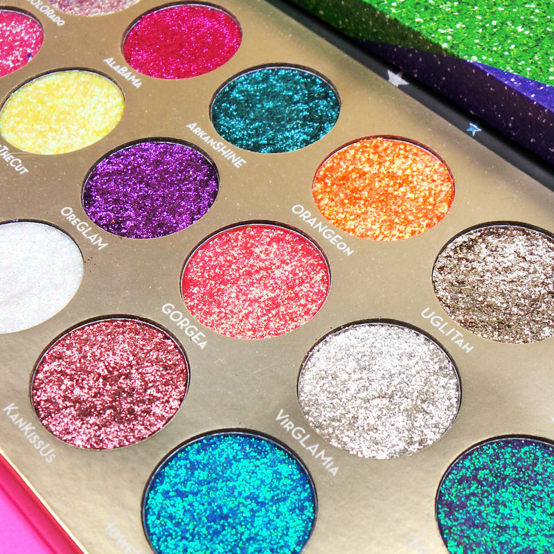 Rude Cosmetics United Shades of Glitter -  21 Pressed Glitter Eyeshadow Palette Eyeshadow Palette Dark Gray United Shades of Glitter