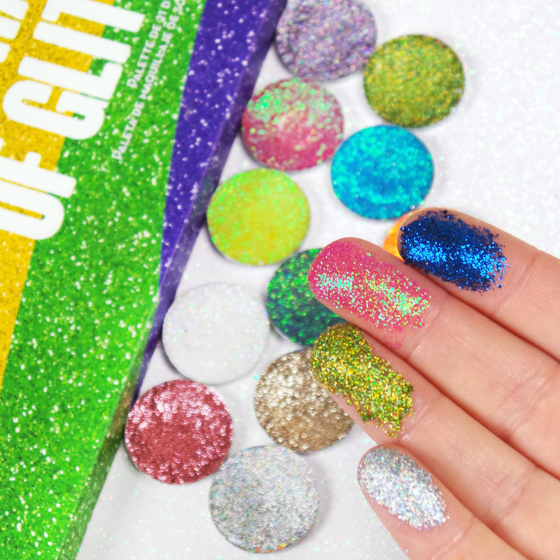 Rude Cosmetics United Shades of Glitter -  21 Pressed Glitter Eyeshadow Palette Eyeshadow Palette Light Gray United Shades of Glitter