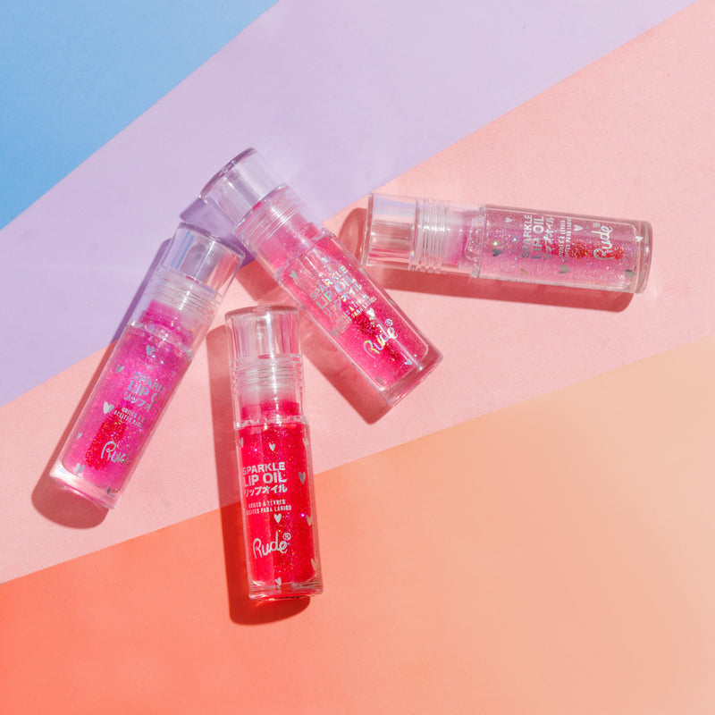 Rude Cosmetics Manga Collection Sparkle Lip Oil Lip Balms & Treatments Light Salmon Watermelon,Strawberry,Grape,Mint