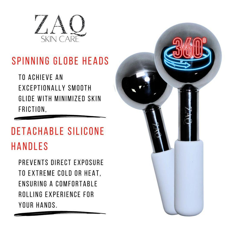 ZAQ Skin & Body ZAQ Icy Steel Cryo Ice Globes: Ultimate Facial Cryotherapy Tool Skin Care Black