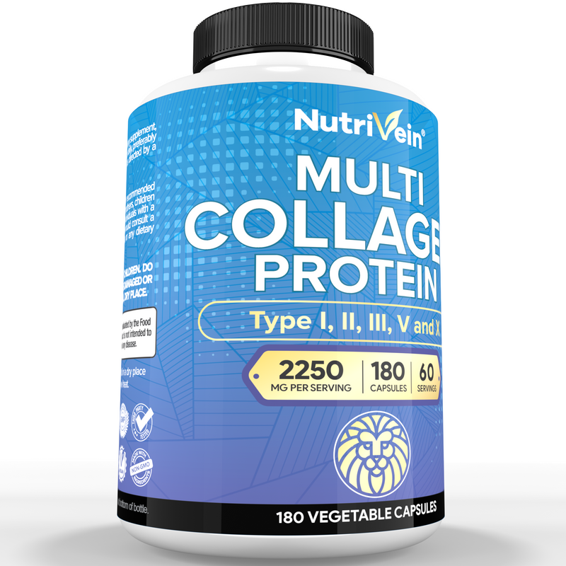Nutrivein Nutrivein Premium Multi Collagen Pills 2250 mg  - 180 Capsules DV-BCOM-KBOG White Smoke
