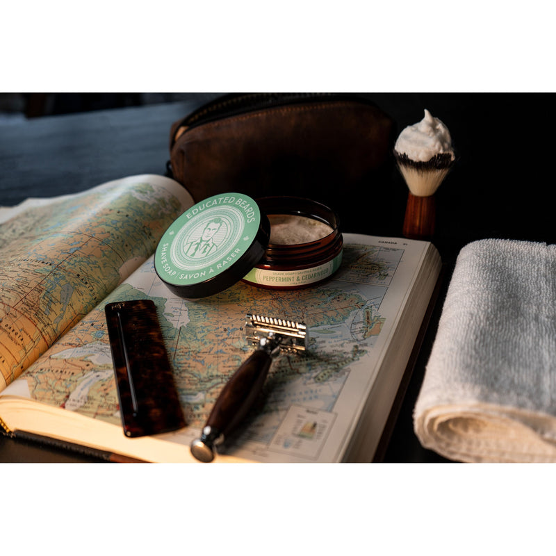 Educated Beards Educated Beards Peppermint & Cedarwood Shave Soap 4 oz Shave Soap Black