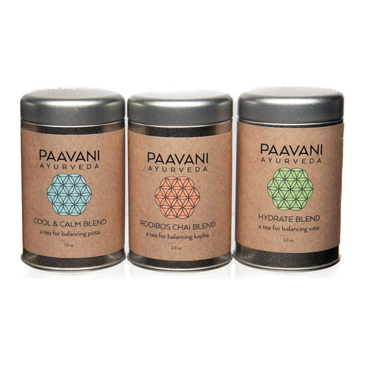 Paavani Ayurveda Herbal Tea Ritual | Organic Loose-Leaf Ayurvedic Tea Collection simple Rosy Brown Tea Tin,Compostable Refill
