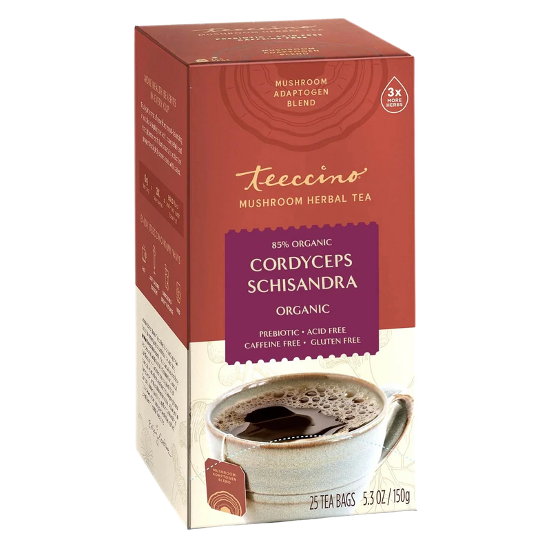 Teeccino Cordyceps Schisandra Cinnamon Berry Mushroom Herbal Tea Herbal Tea Sienna 25 tea bags