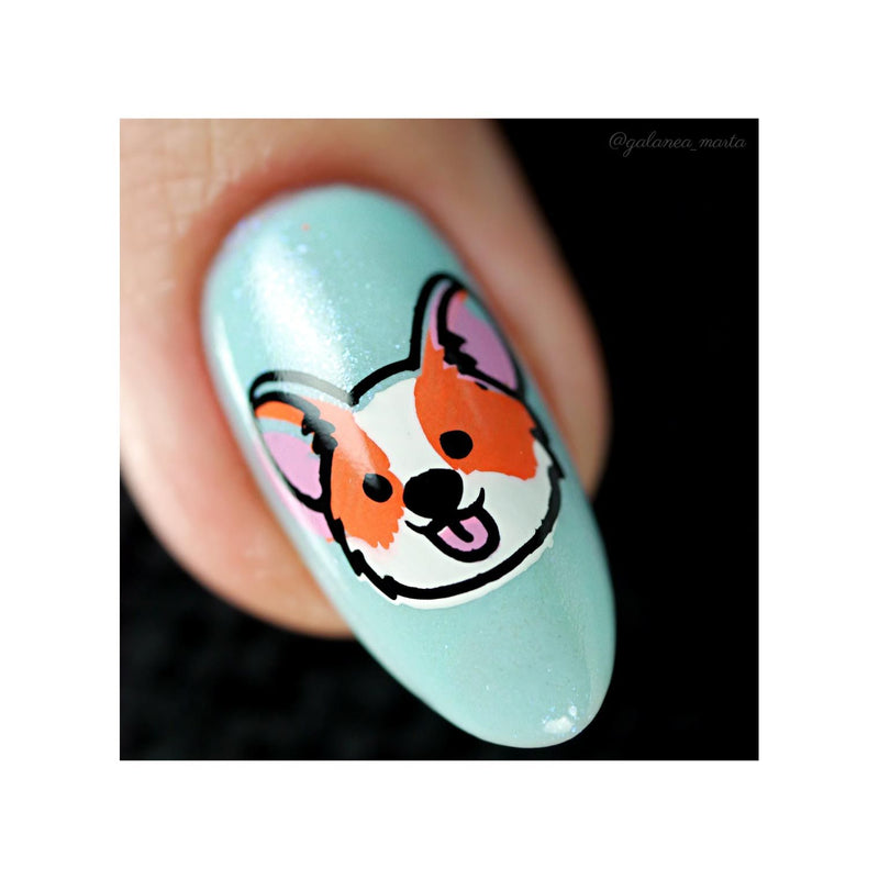 UberChic Beauty Corgi Love Stamping Plate Black