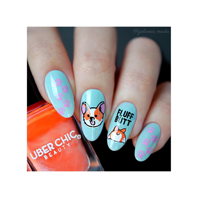 UberChic Beauty Corgi Love Stamping Plate Rosy Brown