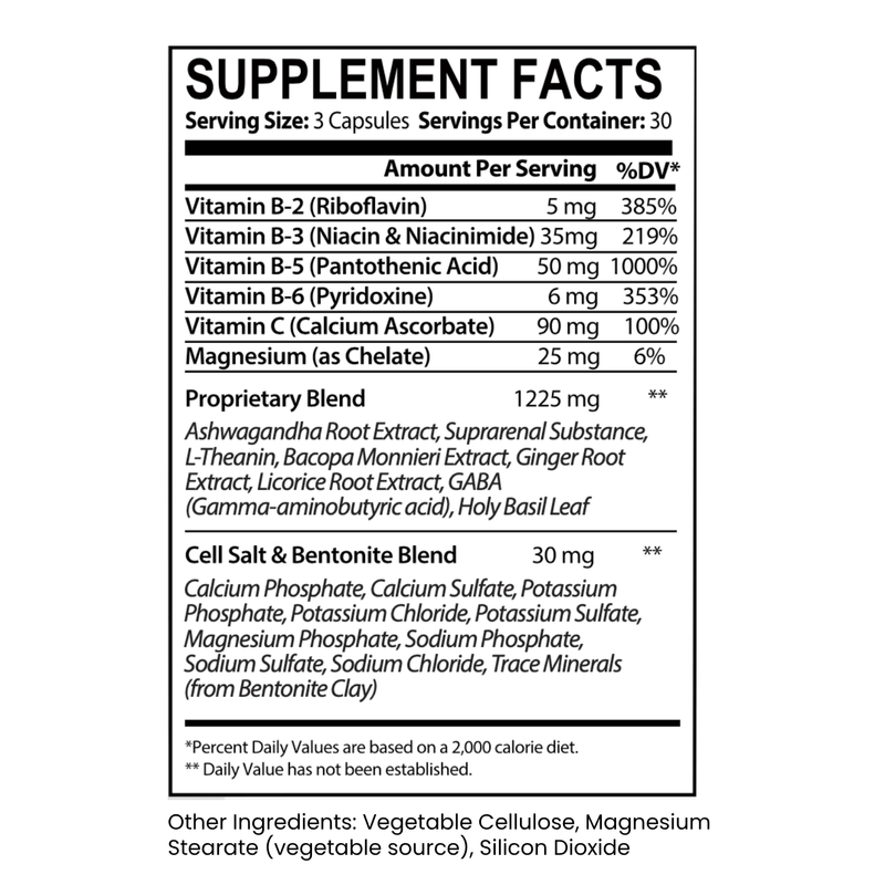 Energi Nutrition Cortisol Control Adrenal Blend Supplement White Smoke