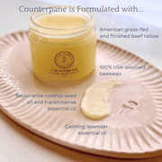 Clara & Fritz Tallow Shop Counterpane Tallow Night Cream Lotion & Moisturizer Thistle 4 oz,2oz