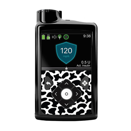 Peelz Cow Print Sticker for Medtronic MiniMed 770G & 780G Peelz/Stickers Black Front Peelz