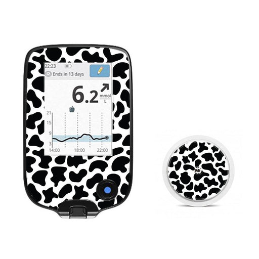 Peelz Cow Print for Freestyle Libre 2 Peelz/Stickers White Smoke Receiver + Sensor