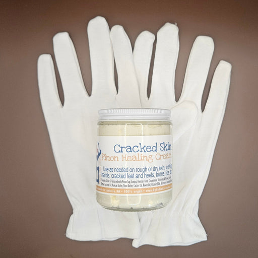 By Robin Creations Pinon Cracked Skin Rescue Cream + Cotton Gloves Set - Adult & Children Sizes Accessories & Containers Light Gray 8oz Glass Jar of Cracked Skin Cream / Adult (Medium/Large),8oz Glass Jar of Cracked Skin Cream / Children (Small/ExtraSmall)