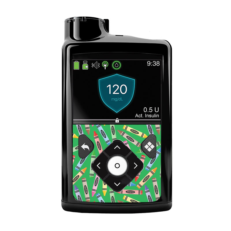 Peelz Crayons Sticker for Medtronic MiniMed 770G & 780G Peelz/Stickers Black Whole System Peelz (front back + clip),Front Peelz