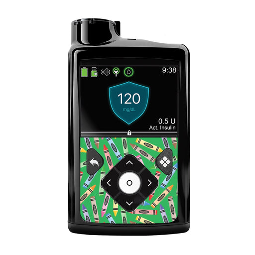 Peelz Crayons Sticker for Medtronic MiniMed 770G & 780G Peelz/Stickers Black Whole System Peelz (front back + clip),Front Peelz