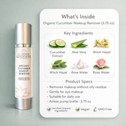 Glimmer Goddess® Organic Skin Care Organic Cucumber Makeup Remover – No Oily Residue Cleansers & Scrubs White Smoke