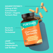 Further Food Premium Curcumin Turmeric Eastern Remedies Medium Turquoise 1 Pack,2 Pack,3 Pack