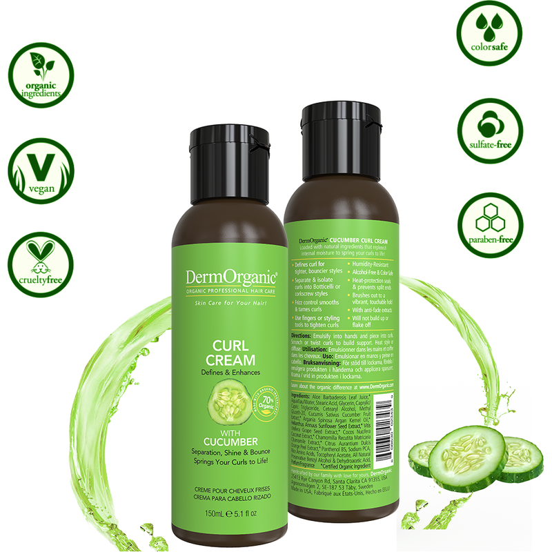 DermOrganic Official Shop Curl Cream Styler Styling Yellow Green 5.1 fl oz (150ml)