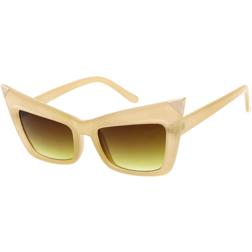 zeroUV Sharp High-Pointed Metal Tip Designer-Inspired Fashion Cat Eye Sunglasses D004 Sunglasses White Smoke Creme Gold / Amber,White Gold / Lavender,Black Silver / Lavender,Black Gold / Lavender,Red Gold / Lavender