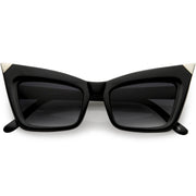 zeroUV Sharp High-Pointed Metal Tip Designer-Inspired Fashion Cat Eye Sunglasses D004 Sunglasses Black Black Silver / Lavender