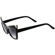 zeroUV Sharp High-Pointed Metal Tip Designer-Inspired Fashion Cat Eye Sunglasses D004 Sunglasses White Smoke Creme Gold / Amber,White Gold / Lavender,Black Silver / Lavender,Black Gold / Lavender,Red Gold / Lavender