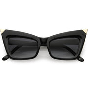 zeroUV Sharp High-Pointed Metal Tip Designer-Inspired Fashion Cat Eye Sunglasses D004 Sunglasses Dark Slate Gray Black Gold / Lavender