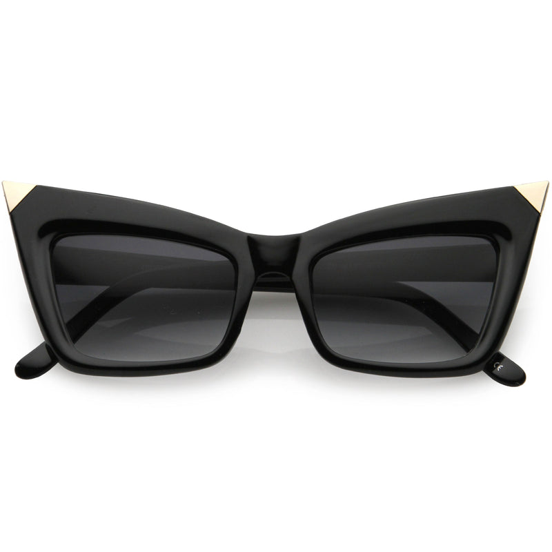 zeroUV Sharp High-Pointed Metal Tip Designer-Inspired Fashion Cat Eye Sunglasses D004 Sunglasses Dark Slate Gray Black Gold / Lavender