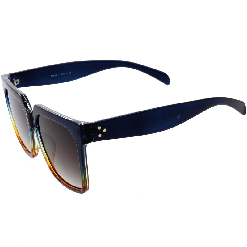 zeroUV Bold Euro Designer Inspired Fashion Oversize Square Sunglasses D009 Sunglasses White Smoke Blue Tortoise / Lavender,Black Tortoise / Lavender,Tortoise / Brown,Tortoise / Amber,Black / Smoke,Black / Lavender
