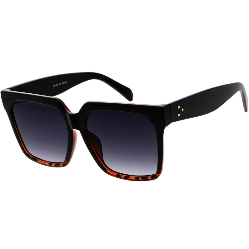 zeroUV Bold Euro Designer Inspired Fashion Oversize Square Sunglasses D009 Sunglasses White Smoke Blue Tortoise / Lavender,Black Tortoise / Lavender,Tortoise / Brown,Tortoise / Amber,Black / Smoke,Black / Lavender