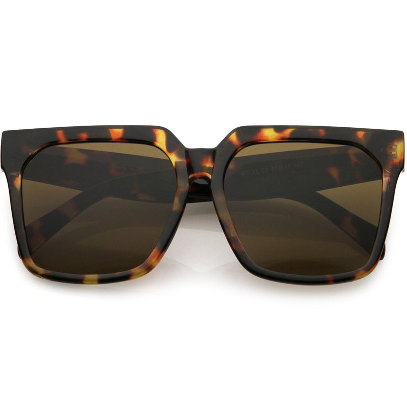 zeroUV Bold Euro Designer Inspired Fashion Oversize Square Sunglasses D009 Sunglasses Dark Slate Gray Tortoise / Brown