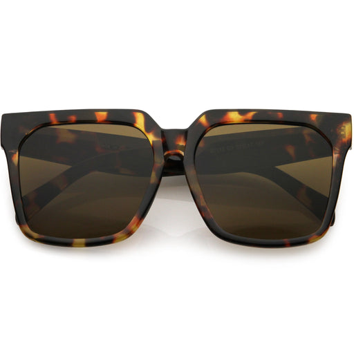 zeroUV Bold Euro Designer Inspired Fashion Oversize Square Sunglasses D009 Sunglasses Dark Slate Gray Tortoise / Brown