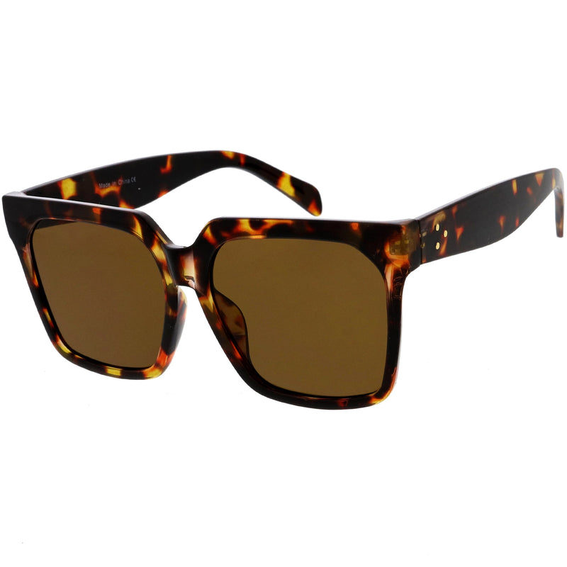 zeroUV Bold Euro Designer Inspired Fashion Oversize Square Sunglasses D009 Sunglasses White Smoke Blue Tortoise / Lavender,Black Tortoise / Lavender,Tortoise / Brown,Tortoise / Amber,Black / Smoke,Black / Lavender