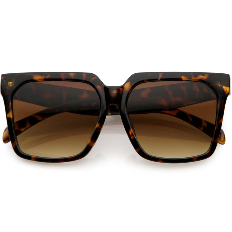 zeroUV Bold Euro Designer Inspired Fashion Oversize Square Sunglasses D009 Sunglasses White Smoke Tortoise / Amber