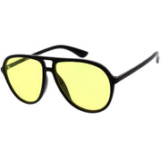zeroUV Classic 80s Inspired Color Tinted Lens Retro Aviator Sunglasses D015 Sunglasses White Smoke Shiny Black / Red,Shiny Black / Yellow,Shiny Clear-Brown / Amber,Matte Black / Blue,Shiny Black / Smoke