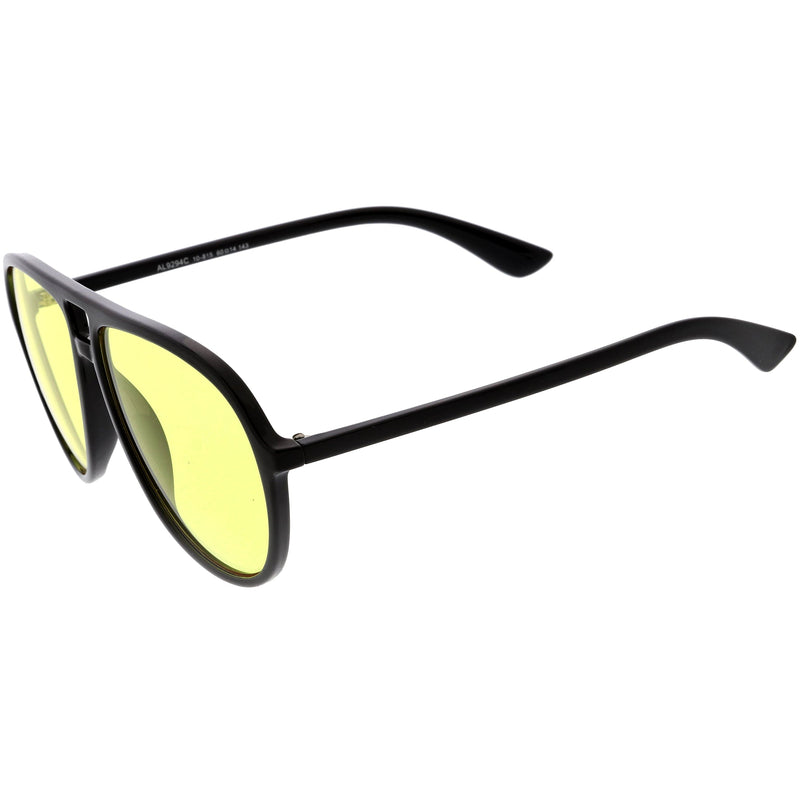 zeroUV Classic 80s Inspired Color Tinted Lens Retro Aviator Sunglasses D015 Sunglasses White Smoke Shiny Black / Red,Shiny Black / Yellow,Shiny Clear-Brown / Amber,Matte Black / Blue,Shiny Black / Smoke