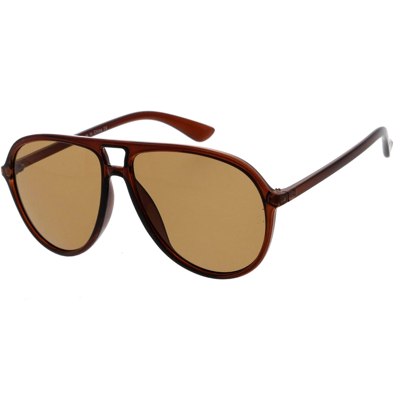 zeroUV Classic 80s Inspired Color Tinted Lens Retro Aviator Sunglasses D015 Sunglasses White Smoke Shiny Black / Red,Shiny Black / Yellow,Shiny Clear-Brown / Amber,Matte Black / Blue,Shiny Black / Smoke